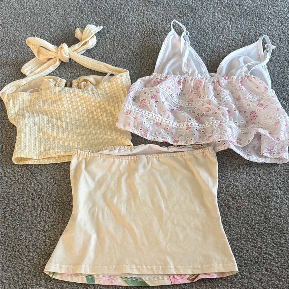 SHEIN Floral and Lace Tank summerTops Set - Picture 2 of 2